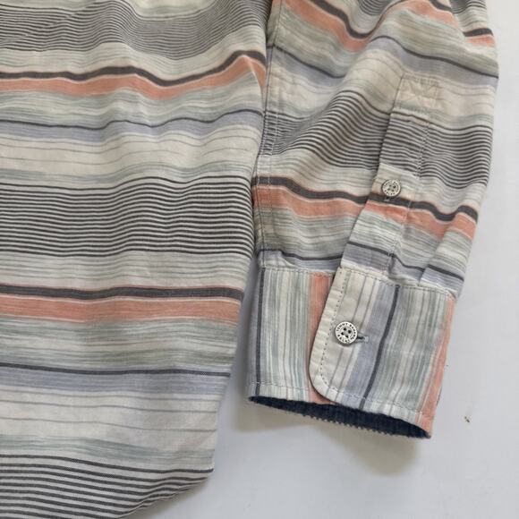 Tommy Bahama Collared Shirt Mens XL Pastel Striped Long Sleeve Preppy Flip Cuff - Picture 8 of 11